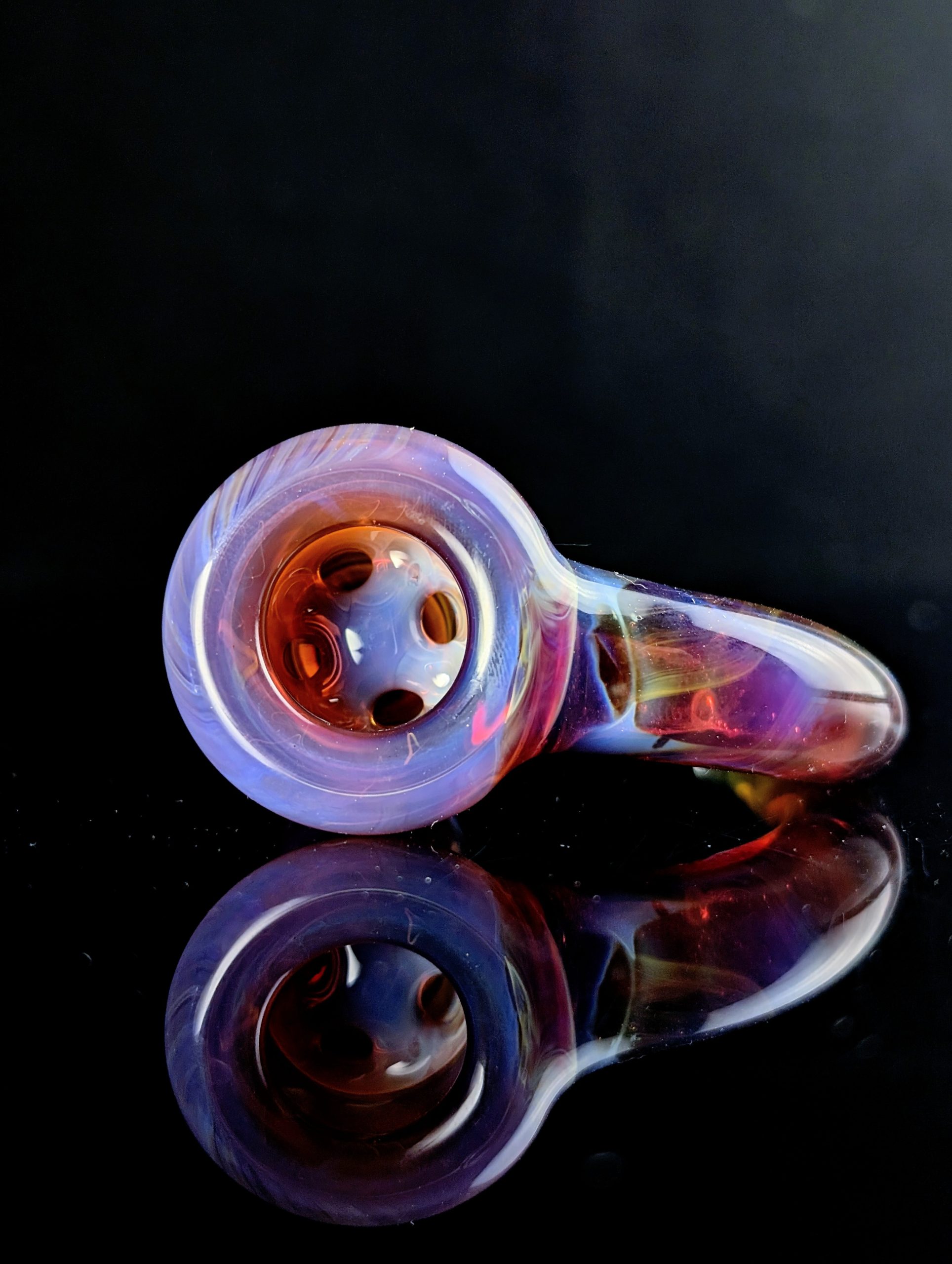 top down view of full colour amber purple bowl