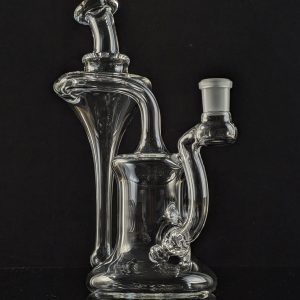 Green Belt Glass traditional recycler with opal attachment and 3-slit stem perc