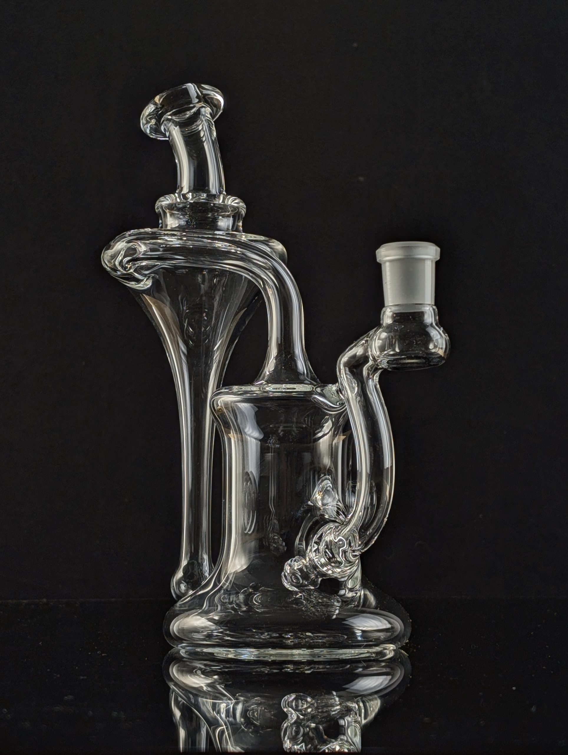 Green Belt Glass traditional recycler with opal attachment and 3-slit stem perc